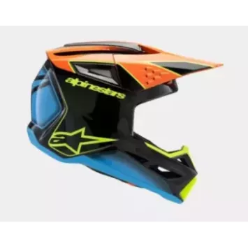 Casque enfant ALPINESTARS SM3 Jeune Fray Casque noir orange jaune fluo brillant
