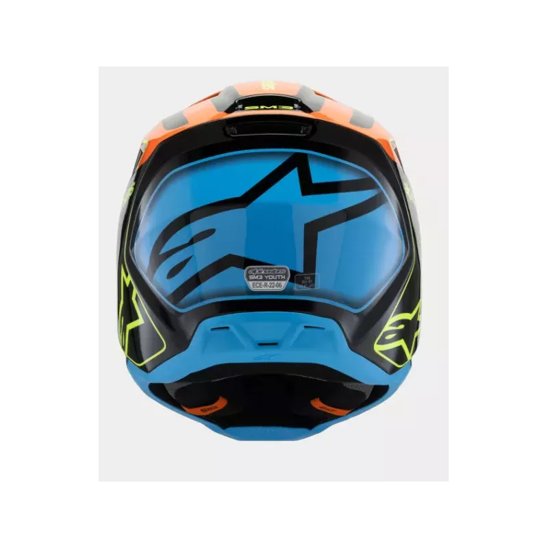 Casque enfant ALPINESTARS SM3 Jeune Fray Casque noir orange jaune fluo brillant Casque enfant ALPINESTARS SM3 Jeune Fray Casque noir orange jaune fluo brillant