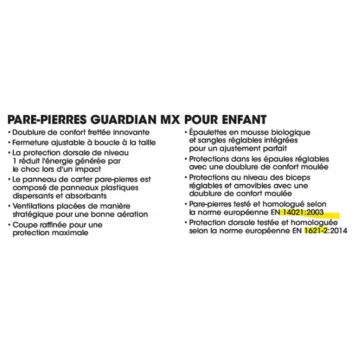Pare-pierres enfant THOR GUARDIAN MX noir
