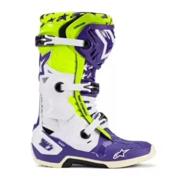 Bottes Alpinestars Tech 10 SERIE LIMITED LE Dirt Studios Blanc Violet Jaune Fluo
