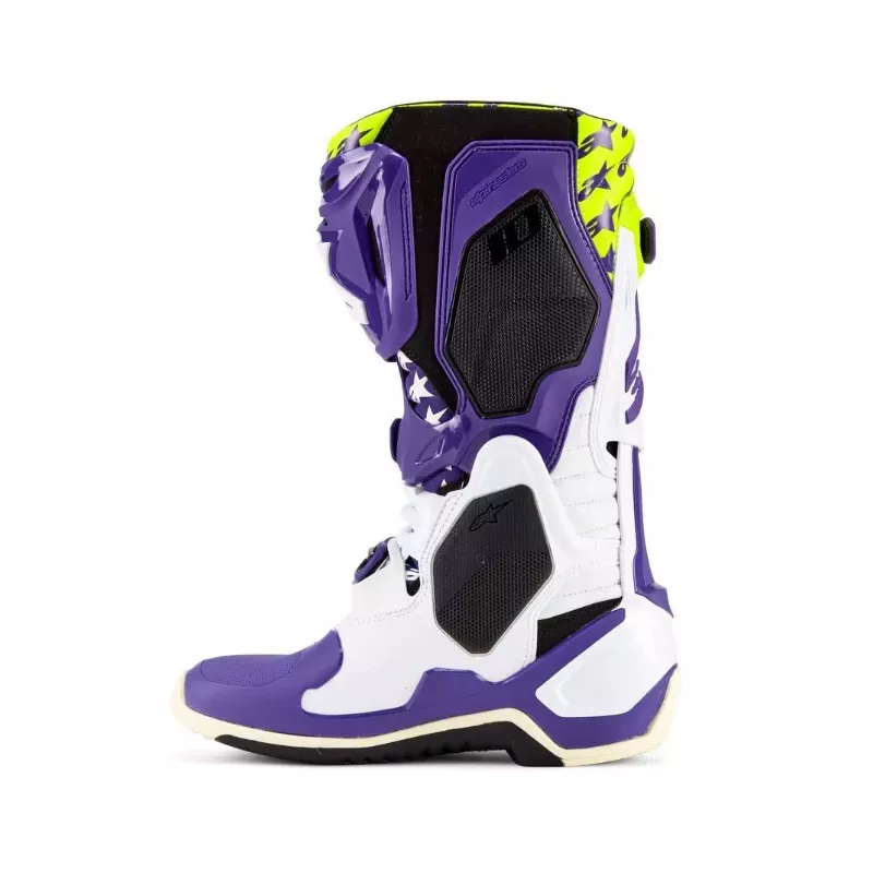 Bottes Alpinestars Tech 10 SERIE LIMITED LE Dirt Studios Blanc Violet Jaune Fluo