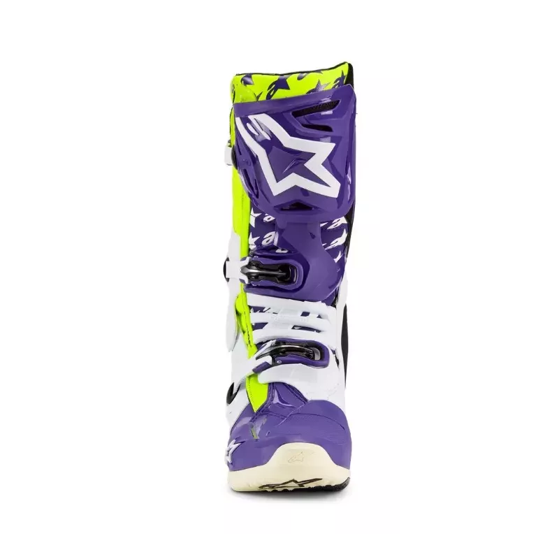 Bottes Alpinestars Tech 10 SERIE LIMITED LE Dirt Studios Blanc Violet Jaune Fluo