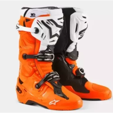Bottes Alpinestars Tech 10 Enduro ORANGE Brillant Noir Blanc