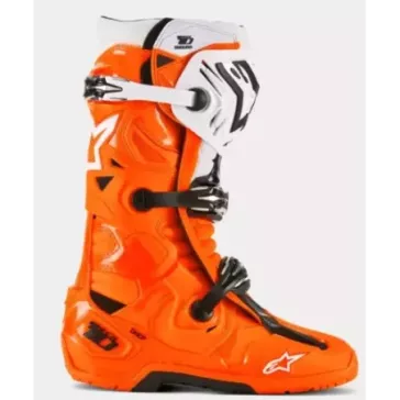 Bottes Alpinestars Tech 10 Enduro ORANGE Brillant Noir Blanc