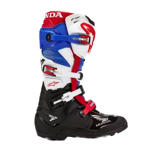 Bottes Alpinestars Honda Tech 7 Enduro Drystar Noir Blanc Bleu Rouge