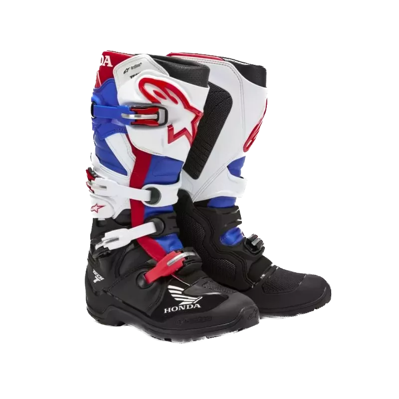 Bottes Alpinestars Honda Tech 7 Enduro Drystar Noir Blanc Bleu Rouge