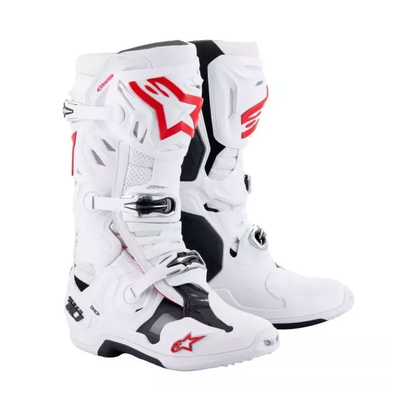 Bottes Alpinestars Tech 10 supervented blanc rouge brillant