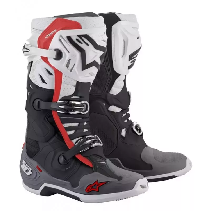 Bottes Alpinestars Tech 10 Noir Rouge Blanc Gris Supervented