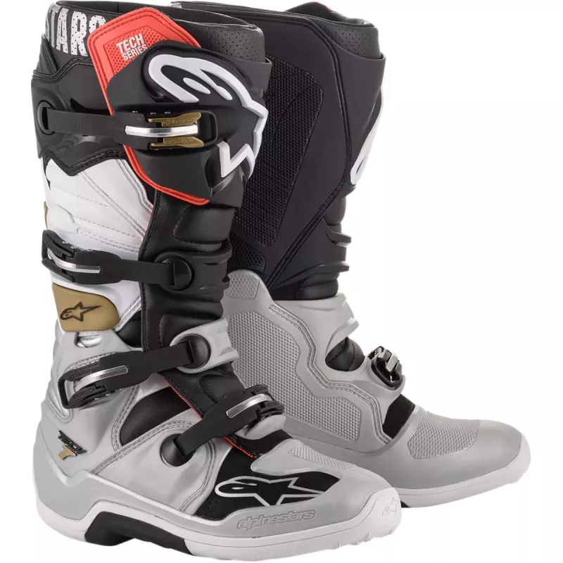 Bottes Alpinestars Tech 7 Noir Argent Blanc Or
