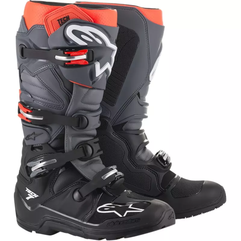 Bottes Alpinestars Tech 7 Enduro Noir Gris Rouge Fluo