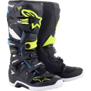 Bottes Alpinestars Tech 7 noir bleu jaune fluo