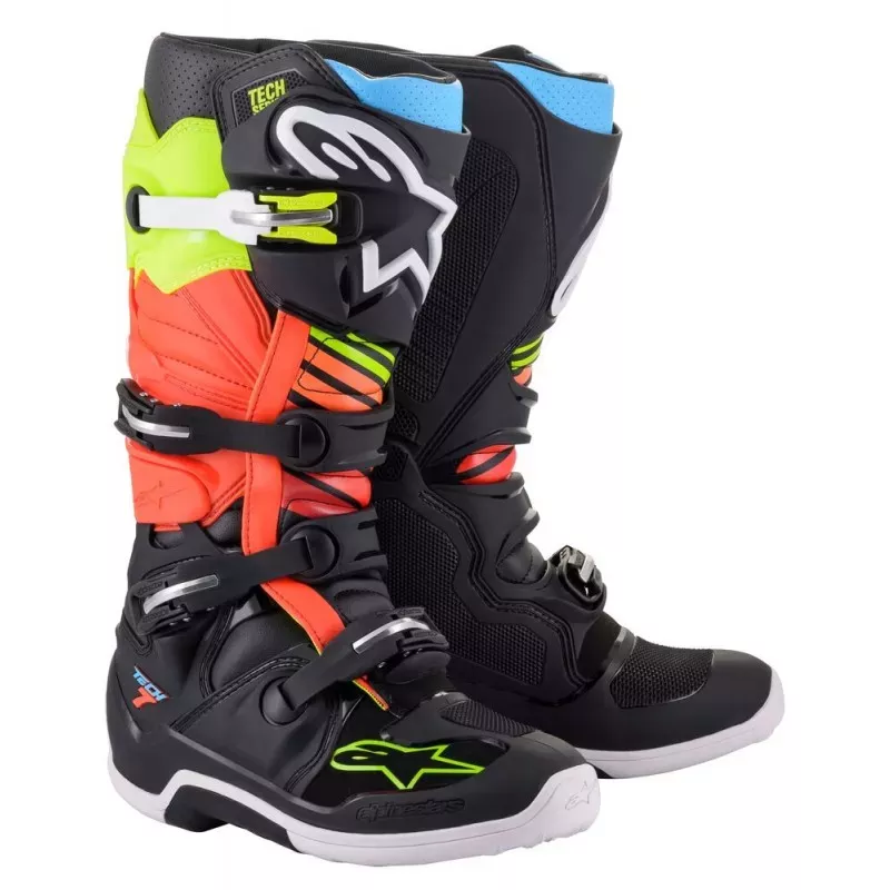 Bottes Alpinestars Tech 7 Noir Jaune Rouge Fluo