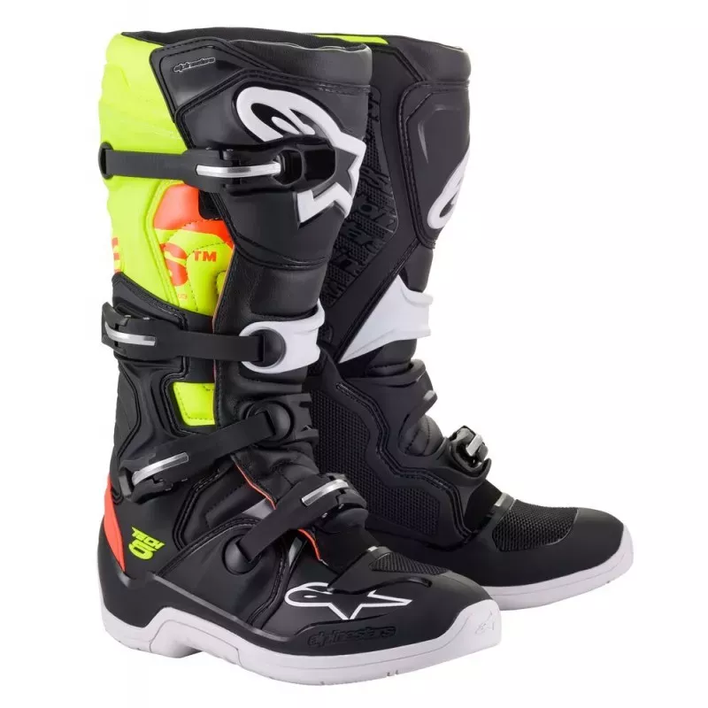 Bottes Alpinestars Tech 5 Noir rouge jaune fluo