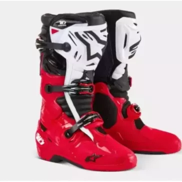 Bottes Alpinestars Tech 10 Enduro Rouge Brillant Noir Blanc