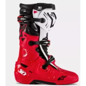 Bottes Alpinestars Tech 10 Enduro Rouge Brillant Noir Blanc