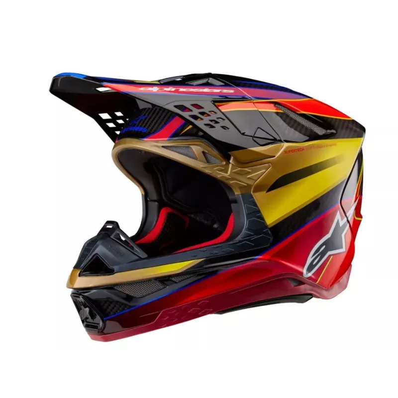 Casque Alpinestars Supertech M10 Era Or Jaune Rouge Brillant taille M Casque Alpinestars Supertech M10 Era Or Jaune Rouge Brillant taille M