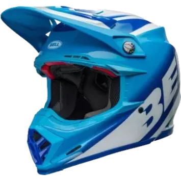 Casque BELL Moto 9S Flex Rail Gloss Bleu Blanc