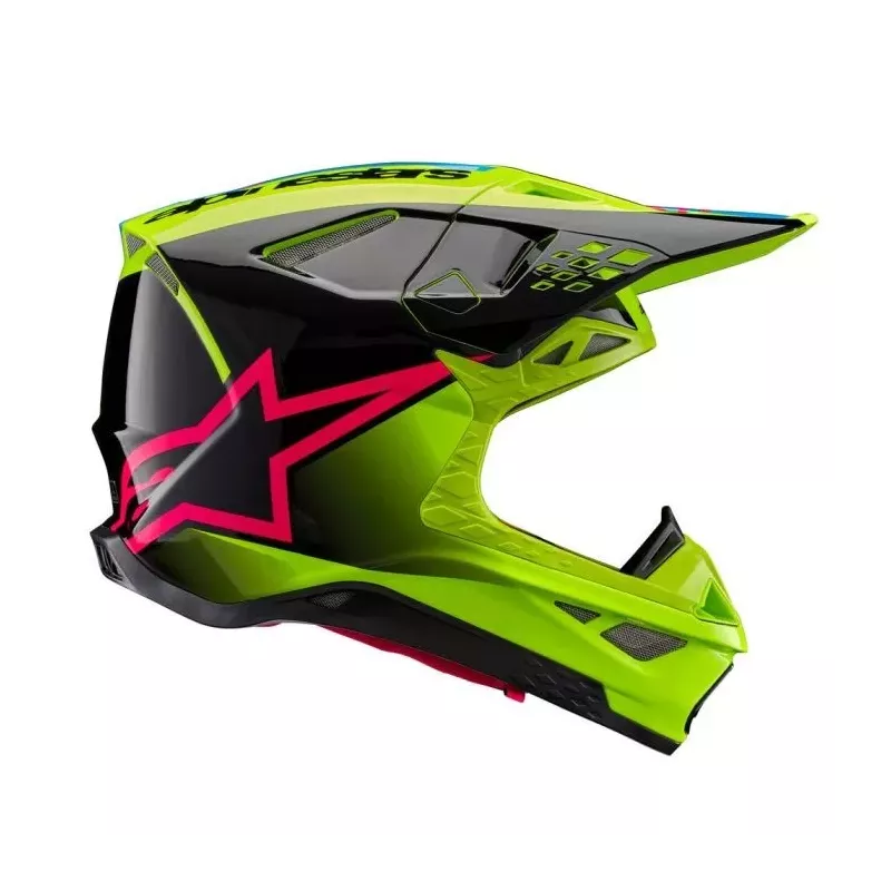 Casque Alpinestars S-M10 Unite Jaune Fluo Noir Diva Rose Brillant
