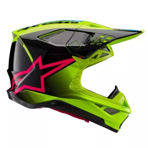 Casque Alpinestars S-M10 Unite Jaune Fluo Noir Diva Rose Brillant