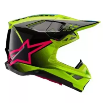 Casque Alpinestars S-M10 Unite Jaune Fluo Noir Diva Rose Brillant