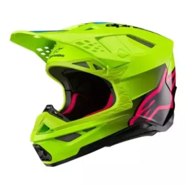Casque Alpinestars S-M10 Unite Jaune Fluo Noir Diva Rose Brillant