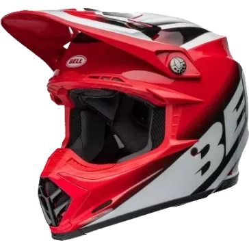 Casque BELL Moto 9S Flex Rail Gloss Rouge Blanc