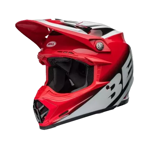Casque BELL Moto 9S Flex Rail Gloss Rouge Blanc