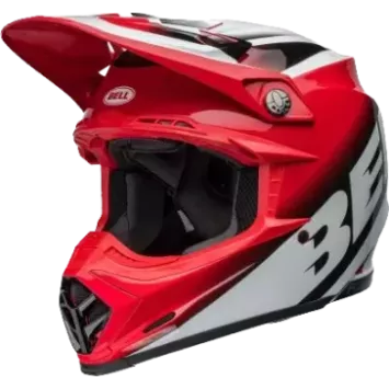 Casque BELL Moto 9S Flex Rail Gloss Rouge Blanc