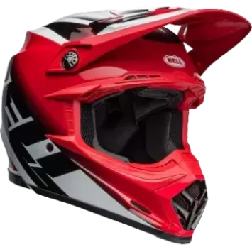 Casque BELL Moto 9S Flex Rail Gloss Rouge Blanc