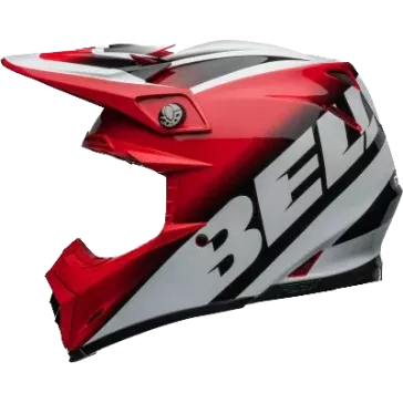 Casque BELL Moto 9S Flex Rail Gloss Rouge Blanc