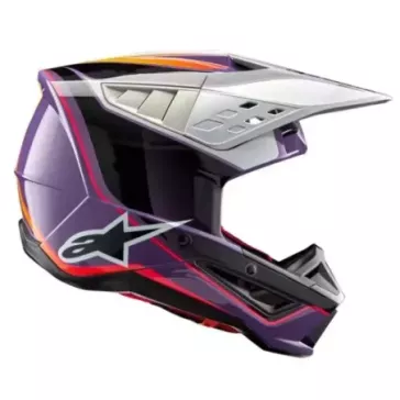 Casque Alpinestars S-M5 Sail Violet Noir Argent Brillant