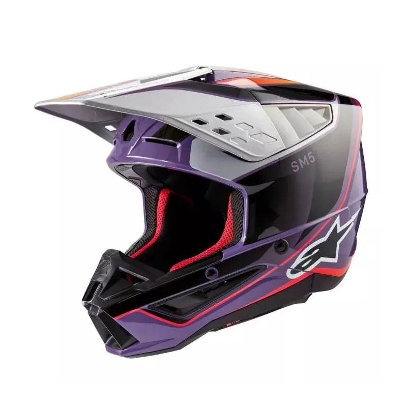 Casque Alpinestars S-M5 Sail Violet Noir Argent Brillant Casque Alpinestars S-M5 Sail Violet Noir Argent Brillant