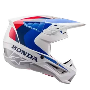 Casque Alpinestars S-M5 Honda Blanc Bleu Rouge Brillant