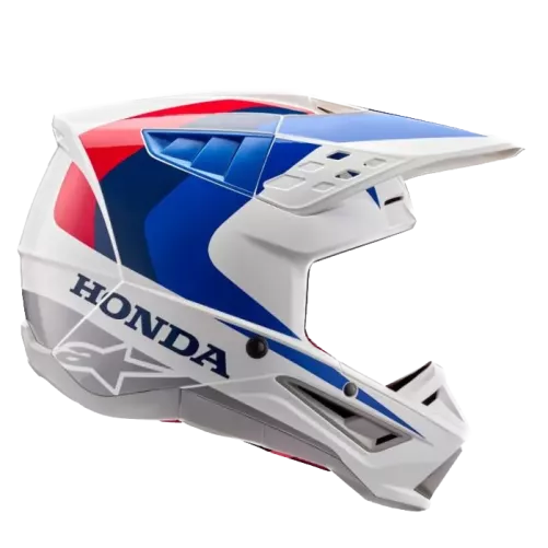 Casque Alpinestars S-M5 Honda Blanc Bleu Rouge Brillant