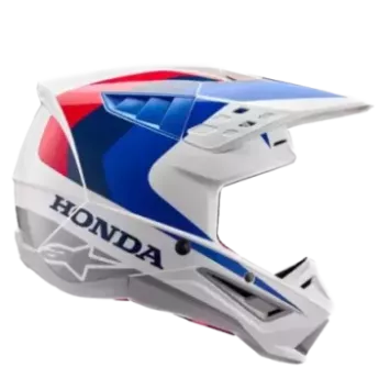 Casque Alpinestars S-M5 Honda Blanc Bleu Rouge Brillant