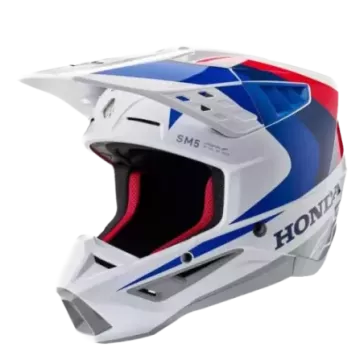 Casque Alpinestars S-M5 Honda Blanc Bleu Rouge Brillant