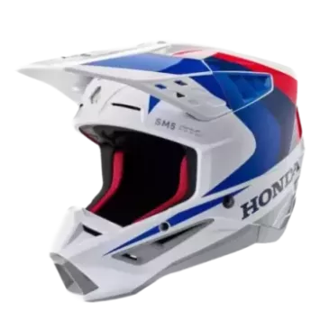 Casque Alpinestars S-M5 Honda Blanc Bleu Rouge Brillant