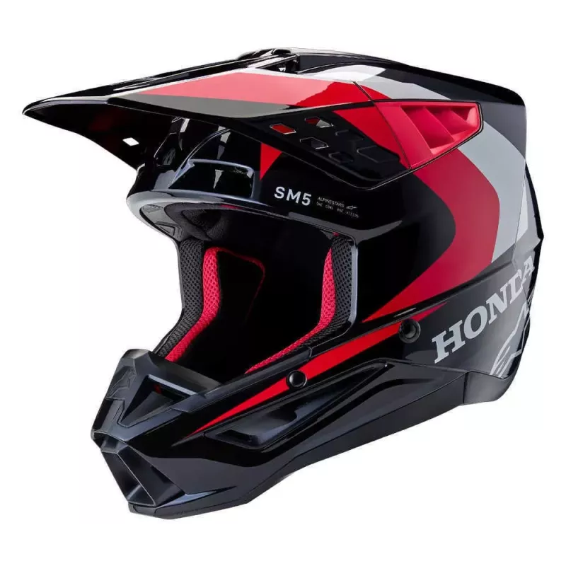 Casque Alpinestars S-M5 Honda Blanc Bleu Rouge Brillant Casque Alpinestars S-M5 Honda Blanc Bleu Rouge Brillant