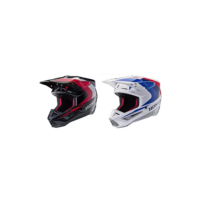 Casque Alpinestars S-M5 Honda Blanc Bleu Rouge Brillant Casque Alpinestars S-M5 Honda Blanc Bleu Rouge Brillant