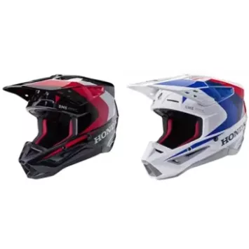 Casque Alpinestars S-M5 Honda Blanc Bleu Rouge Brillant