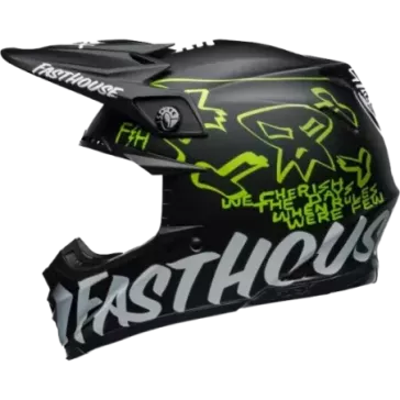 Casque BELL Moto 9S Flex Fasthouse MC Core Matte Noir Jaune
