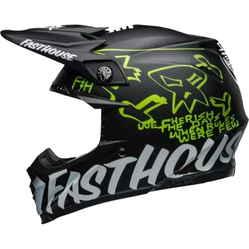 Casque BELL Moto 9S Flex Fasthouse MC Core Matte Noir Jaune