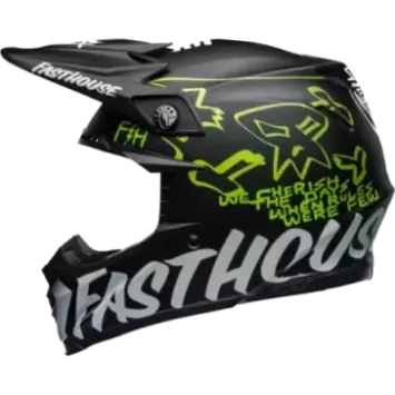 Casque BELL Moto 9S Flex Fasthouse MC Core Matte Noir Jaune