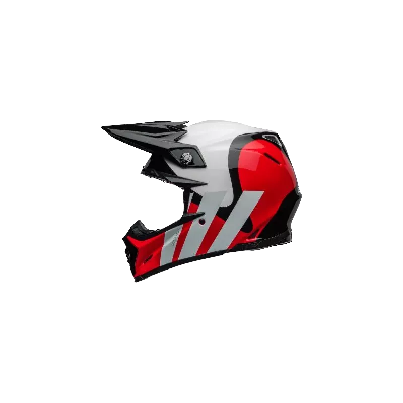 Casque BELL Moto 9S Flex Hello Cousteau Stripes Gloss Blanc Rouge Casque BELL Moto 9S Flex Hello Cousteau Stripes Gloss Blanc Rouge
