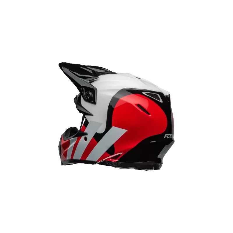 Casque BELL Moto 9S Flex Hello Cousteau Stripes Gloss Blanc Rouge Casque BELL Moto 9S Flex Hello Cousteau Stripes Gloss Blanc Rouge