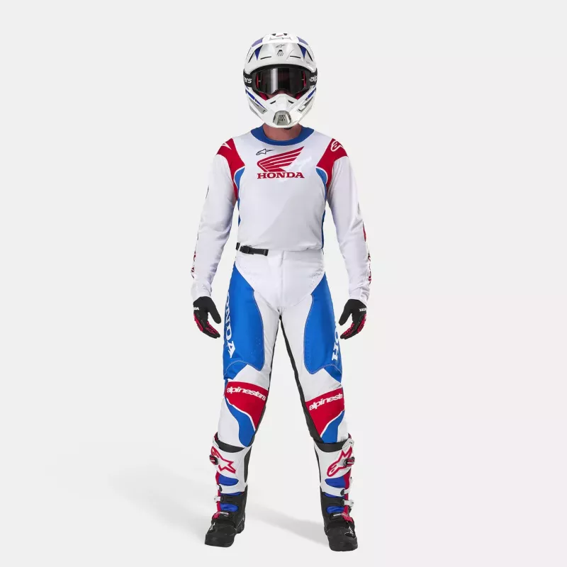 Tenue Complète Alpinestars HONDA Racer ICONIC Blanc Bleu Rouge