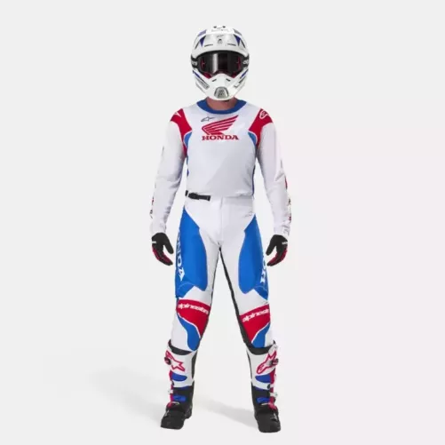 Tenue Complète Alpinestars HONDA Racer ICONIC Blanc Bleu Rouge