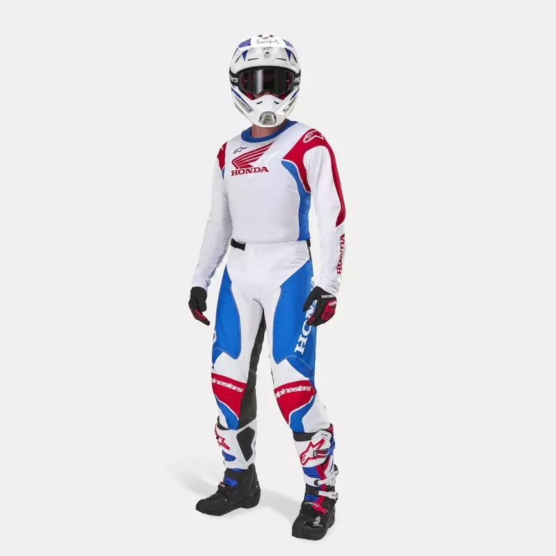 Tenue Complète Alpinestars HONDA Racer ICONIC Blanc Bleu Rouge