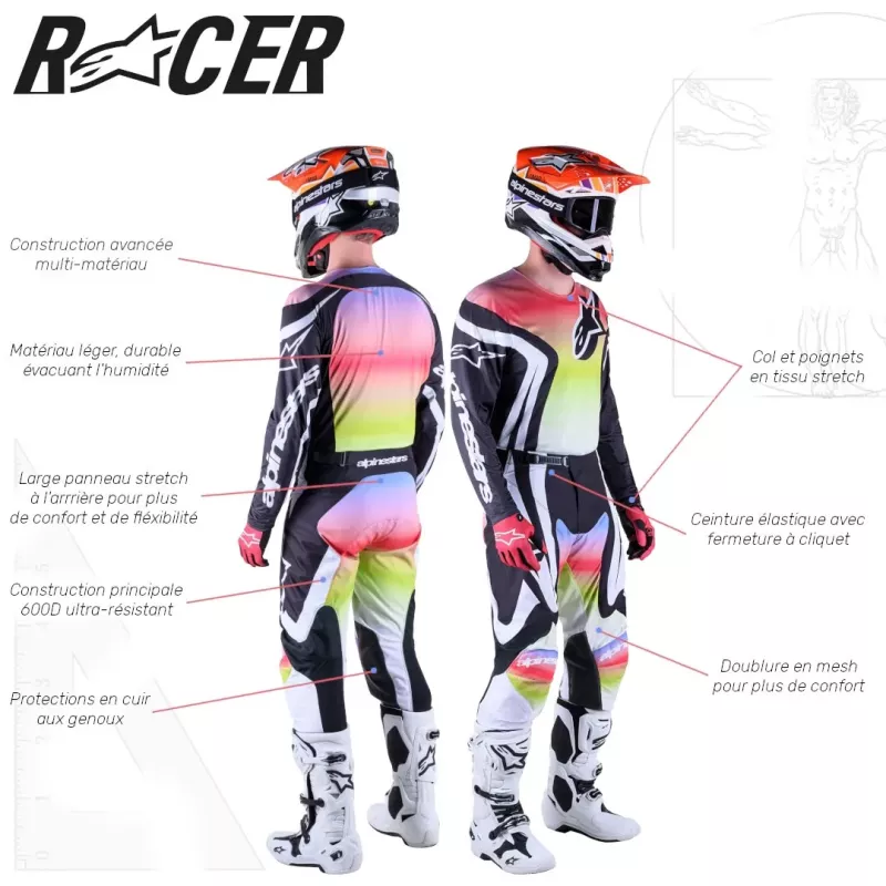 Tenue Complète Alpinestars Racer Graphite Noir Reflective Tenue Complète Alpinestars Racer Graphite Noir Reflective