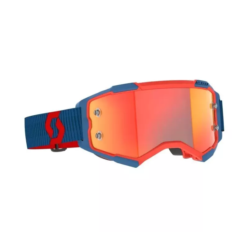 Masque Scott Fury Bleu Fonce Rouge Fluo Ecran Orange Chrome